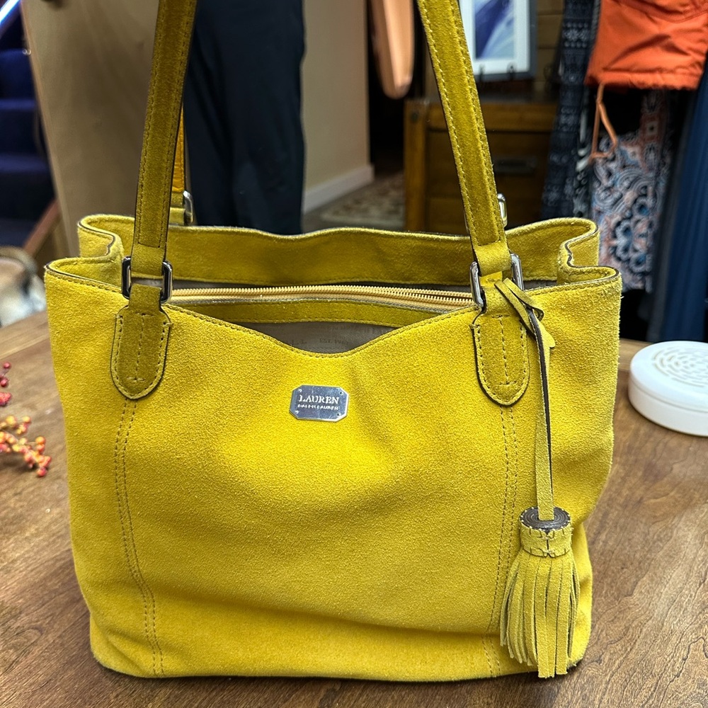 Ralph Lauren Mustard Yellow Suede Tote